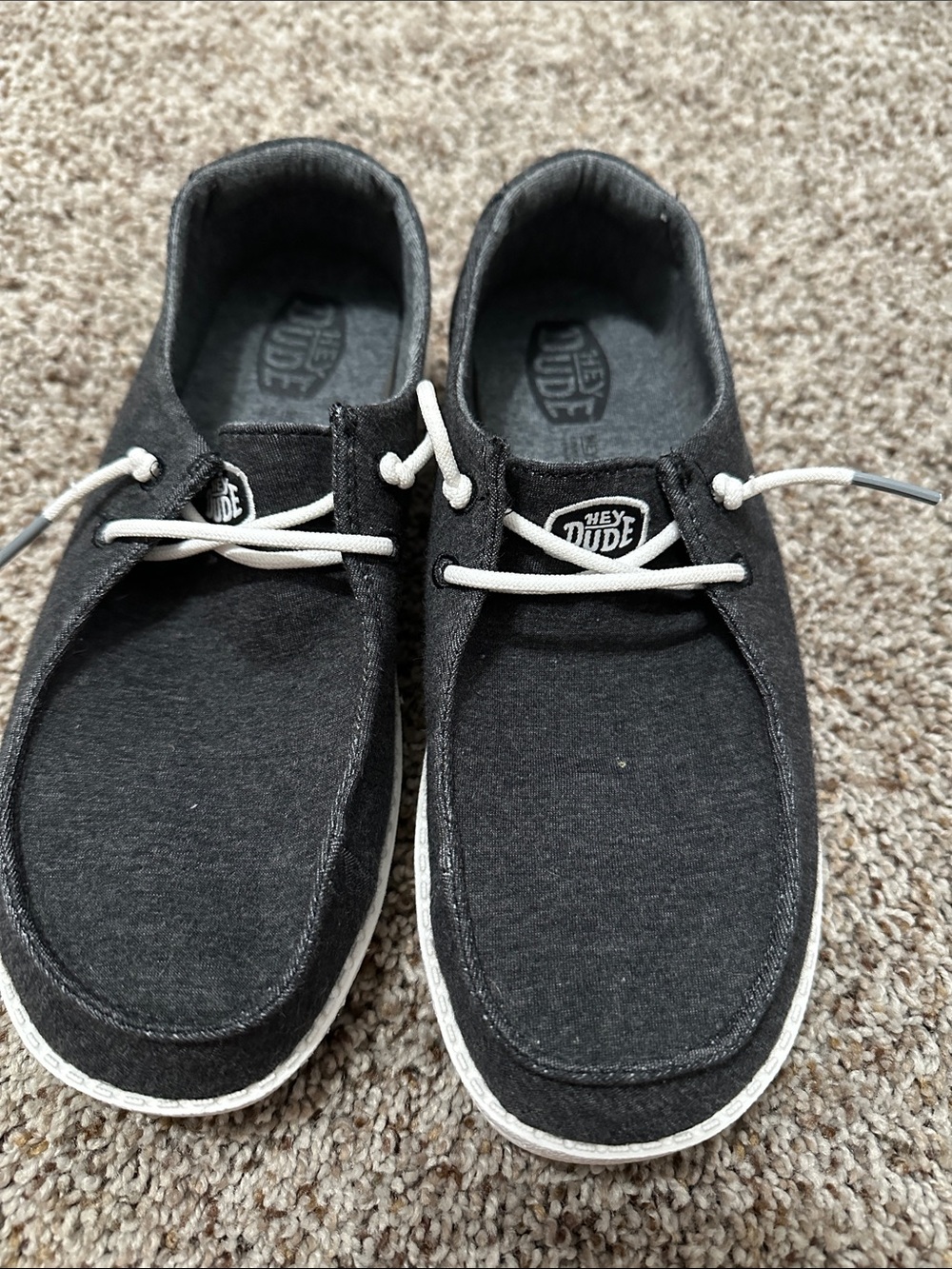 Hey Dude Women's Charcoal Moccasin with White Laces